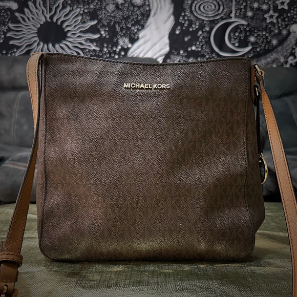 Michael Kors Brown Messenger Bag with Signature MK Monogram - Picture 14 of 14